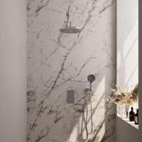 Brauer Chrome Carving Thermostatische Regendoucheset Inbouw - Hoofddouche 30 cm - Gebogen Wandarm - 3 Weg - Handdouche 3 Standen - Doucheslang - Wandaansluitbocht - Chroom