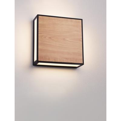 Lyora Vierkante wandlampAstral antraciet met hout - 9030631