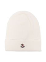 Moncler Enfant logo-patch ribbed-knit cotton beanie - Blanc - thumbnail