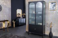 Moderne vitrinekast PARIS 180 cm zwartgouden geribbelde metalen highboardkast - 43330