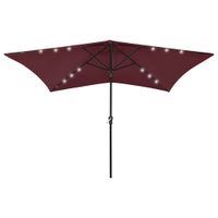 VidaXL Parasol met led&apos;s en stalen paal 2x3 m bordeauxrood