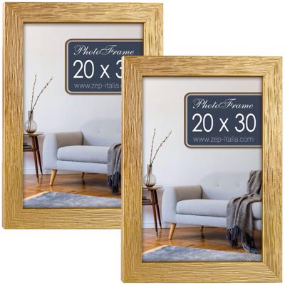 Fotolijst - 2x stuks - goud - 23 x 33 x 2 cm - hout - geschikt voor een foto van 20 x 30 cm