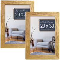 Fotolijst - 2x stuks - goud - 23 x 33 x 2 cm - hout - geschikt voor een foto van 20 x 30 cm