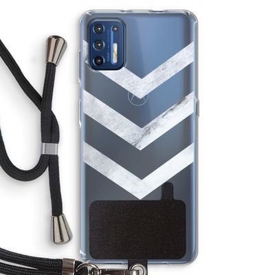 Marmeren pijlen: Motorola Moto G9 Plus Transparant Hoesje met koord