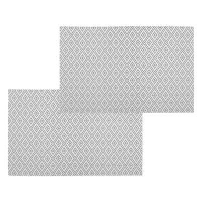 Secret de Gourmet tafel placemat - Set van 4x stuks - grafische print - wit - texaline - 45 x 30 cm