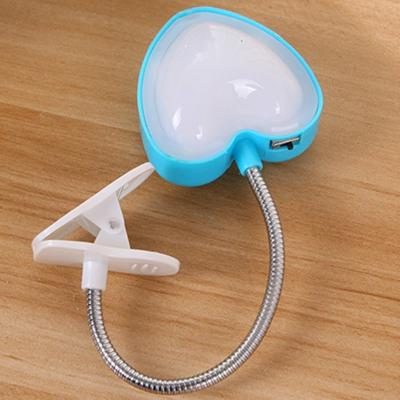 Mini liefde hart clip LED boek licht lampen lezing boek desk lamp toetsenbord licht ogen-beschermen energie besparen nachtverlichting (blauw)