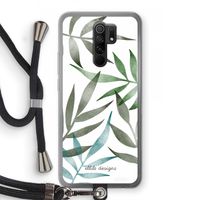 Tropical watercolor leaves: Xiaomi Redmi 9 Transparant Hoesje met koord