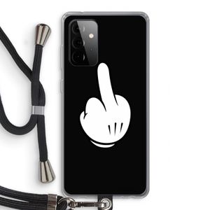 Middle finger black: Samsung Galaxy A72 5G Transparant Hoesje met koord