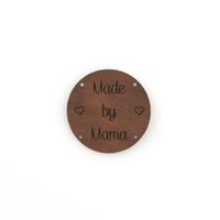 Leren label 'Made by Mama' rond 35mm - 2 stuks Bay Brown - thumbnail