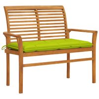 VidaXL Tuinbank met heldergroen kussen 112 cm massief teakhout - thumbnail