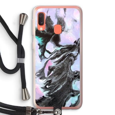 Pastel zwart: Samsung Galaxy A20e Transparant Hoesje met koord