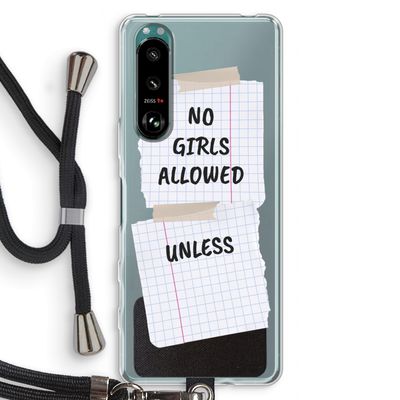 No Girls Allowed Unless: Sony Xperia 5 III Transparant Hoesje met koord