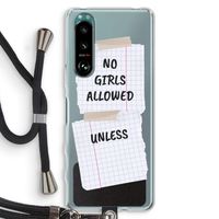 No Girls Allowed Unless: Sony Xperia 5 III Transparant Hoesje met koord
