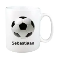 Voetbal mok met naam (wit)