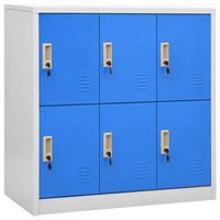 The Living Store Lockerkast - Staal - 90 x 45 x 92.5 cm - 6 lockers - Lichtgrijs en blauw