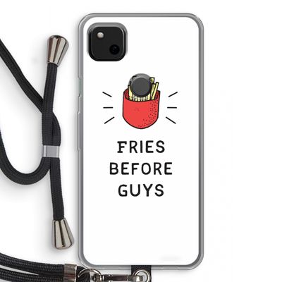 Fries before guys: Pixel 4a Transparant Hoesje met koord