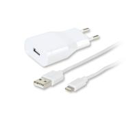 Vivanco USB-laadkabel USB 2.0 USB-A stekker, Apple Lightning stekker 1.20 m Wit Stekker past op beide manieren 60018