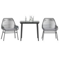 3-delige Tuinset met kussens poly rattan glas grijs