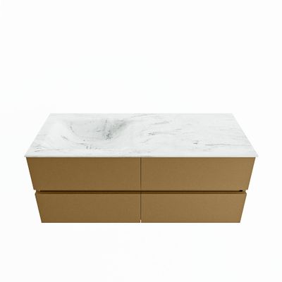 MONDIAZ VICA-DLUX 120cm badmeubel onderkast Oro 4 lades. Inbouw wastafel CLOUD links 1 kraangat, kleur Opalo.