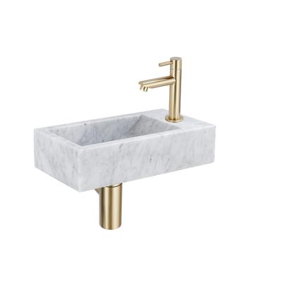 Fortifura Fuente fonteinset - 40x22 - 1 kraangat - rechts - marmer - fonteinkraan messing geborsteld - wit SW696238/SW696208/SW696218/SW728223