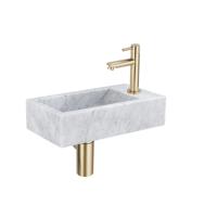Fortifura Fuente fonteinset - 40x22 - 1 kraangat - rechts - marmer - fonteinkraan messing geborsteld - wit SW696238/SW696208/SW696218/SW728223 Fortifura Fuente fonteinset - 40x22 - 1 kraangat - rechts - marmer - fonteinkraan messing geborsteld - wit SW696238/SW696208/SW696218/SW728223