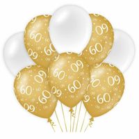 Paperdreams 60 jaar leeftijd thema Ballonnen - 24x - goud/wit - Verjaardag feestartikelen - Ballonnen - thumbnail