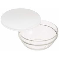 Glazen schaal/kom met deksel - 5x stuks - dia 20 cm - Sla/salade serveren - Schalen/kommen van glas