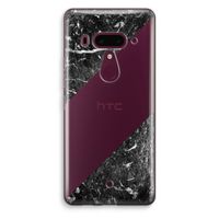 Zwart marmer: HTC U12+ Transparant Hoesje