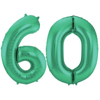 Folat Verjaardag Leeftijd folieballon - 60 jaar - groen - 86 cm - cijferballon groot