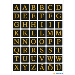 Stickervelletjes met 96x stuks alfabet plak letters zwart/goud 13x13 mm