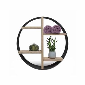 Opbouwnis LoooX Wooden Box Rond Eiken Old Grey Ø50x14 cm Mat Zwart Looox