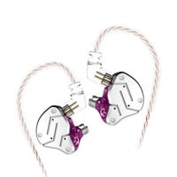 KZ ZSN cirkel ijzer bewegende Iron Quad-Core bedrade controle in-ear Mega Bass HiFi oortelefoon zonder microfoon (paars)