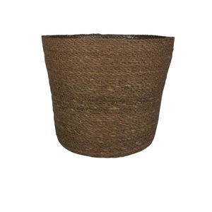 Plantenpot/bloempot van jute/zeegras diameter 26 cm en hoogte 23 cm camel bruin