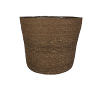 Plantenpot/bloempot van jute/zeegras diameter 26 cm en hoogte 23 cm camel bruin - thumbnail