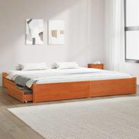 Bedframe met lade Wasbruin 180 x 200 cm Massief Vurenhout