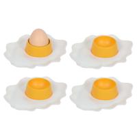 Eierdopjes Spiegelei - set van 8x - eitjes - kunststof - 9 x 2 cm