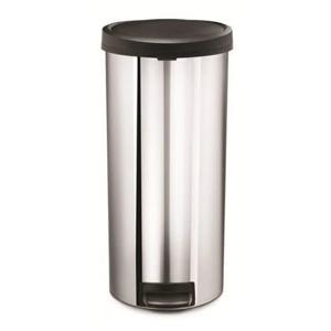 Simplehuman - Afvalemmer, Rond, Glans, 30 L, Zilver - Simplehuman