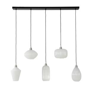 Hoyz Collection - Hanglamp 5L Stripe White Glass Mix - Wit