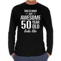 Awesome 50 year - 50 jaar cadeau - t-shirt lange mouwen - zwart - voor heren - verjaardag