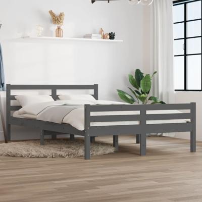 Bedframe massief hout grijs 140x190 cm