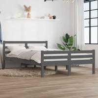 Bedframe massief hout grijs 140x190 cm