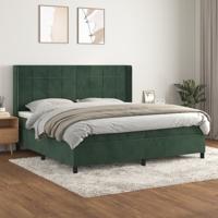 Boxspring met matras fluweel donkergroen 200x200 cm