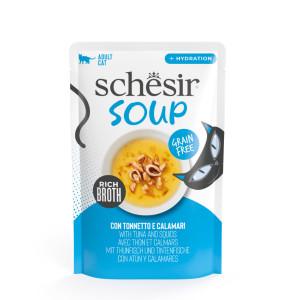 Schesir Cat Soup met tonijn en inktvis natvoer kat (zakjes) 4 dozen (48 x 40g)