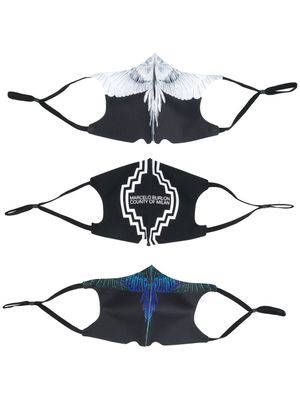Marcelo Burlon County of Milan masque Wings à imprimé graphique (lot de 3) - Noir