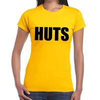 HUTS tekst t-shirt geel dames - thumbnail