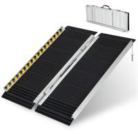 Rolstoelhelling Klaphelling Draagbaar en Antislip Oprijplaat Aluminium Drempelhelling voor Rolstoel Trappen Deuren (91 x 74 cm)