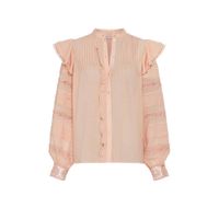 Fabienne Chapot semi-transparante blouse Indra met ruches lichtoranje - thumbnail