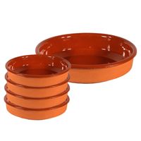 5x Terracotta hapjes/tapas borden/schalen 18 cm/40 cm - Snack en tapasschalen - thumbnail