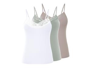 esmara 3 dames spaghettitopjes (grijs/mint/wit, L (44-46))