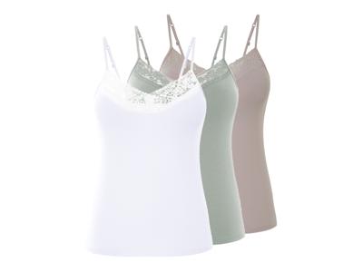 esmara 3 dames spaghettitopjes (grijs/mint/wit, S (36-38))